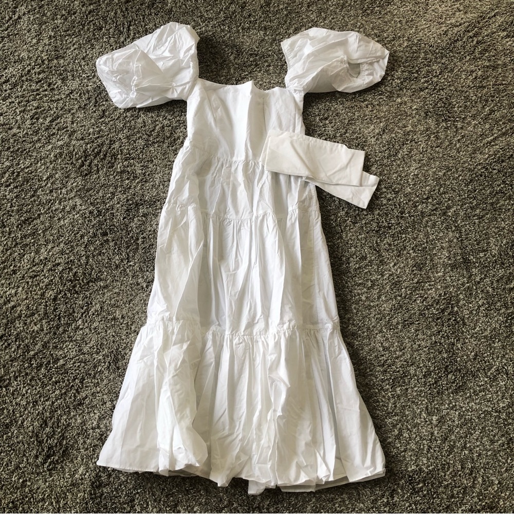 NEW Cara Cara Sydney Midi Cotton Dress - White Puff Sleeve Wedding Event - Picture 5 of 14